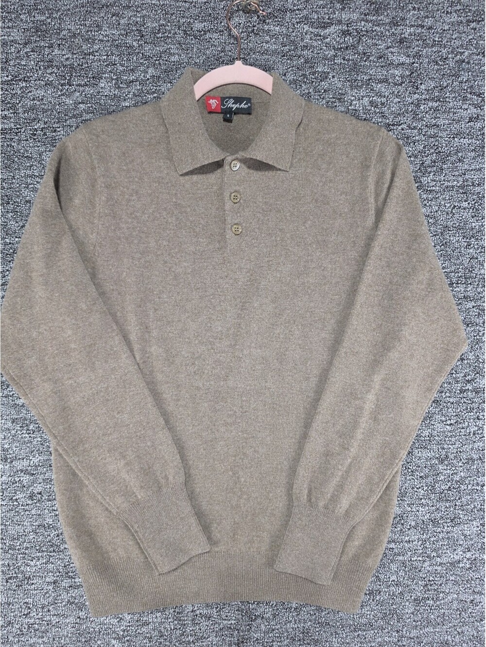 Shephe 100% Cashmere Knit Pullover Sweater S Brown Collared Long Sleeve Solid